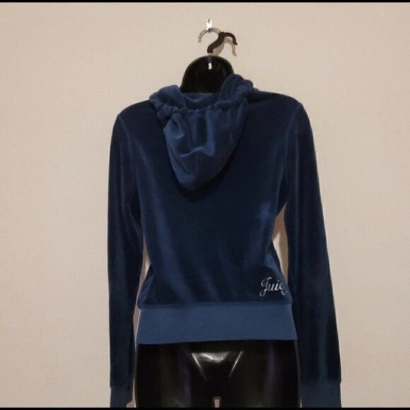 Juicy Couture Velour Track Pant Jacket. Dark Blue with Rhinestones. Size Med - Picture 2 of 4
